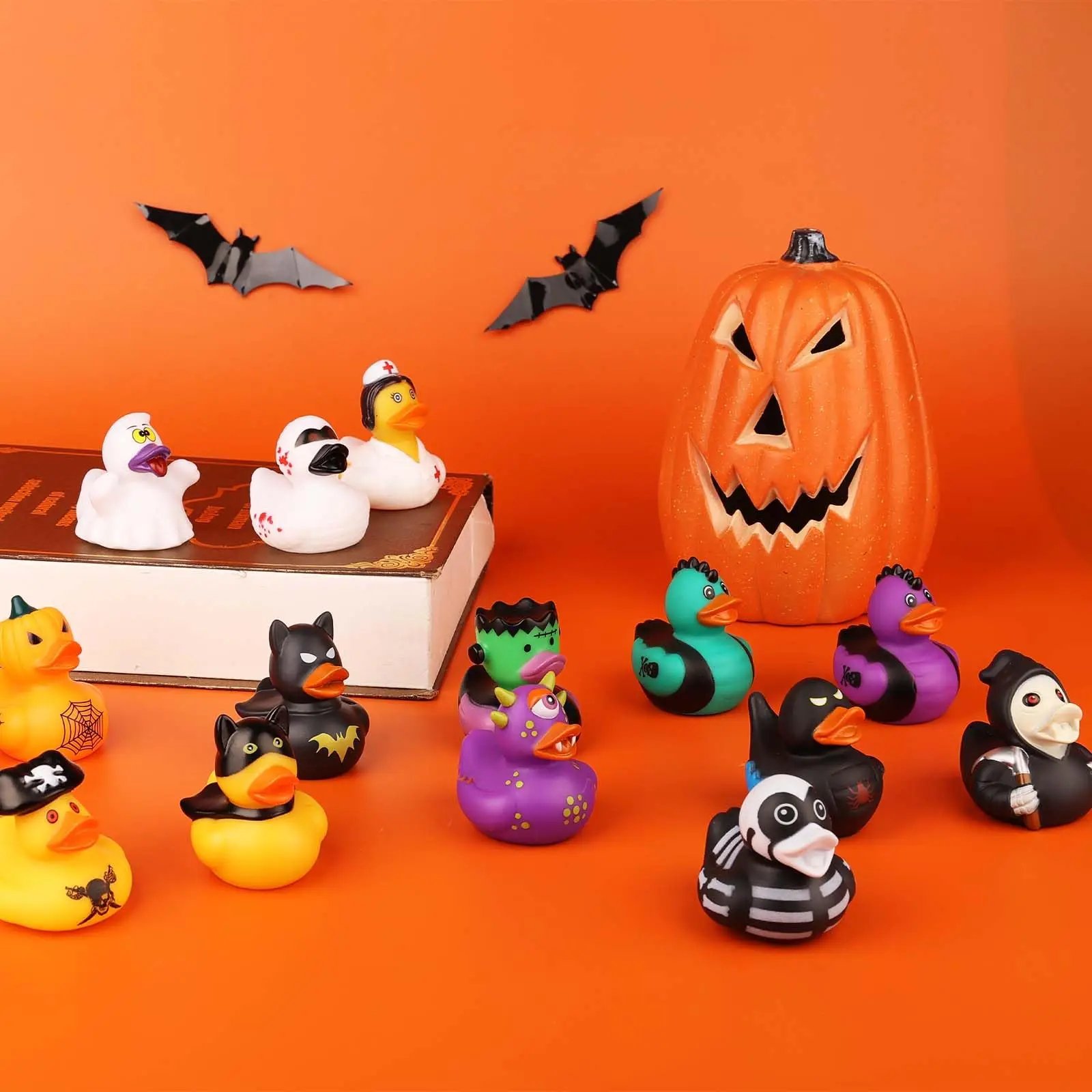 2/6/12 PC Halloween Rubber Ducks Halloween Ducks for Jeeps with Various Halloween Characters Novelty Rubber Duck Toys 5