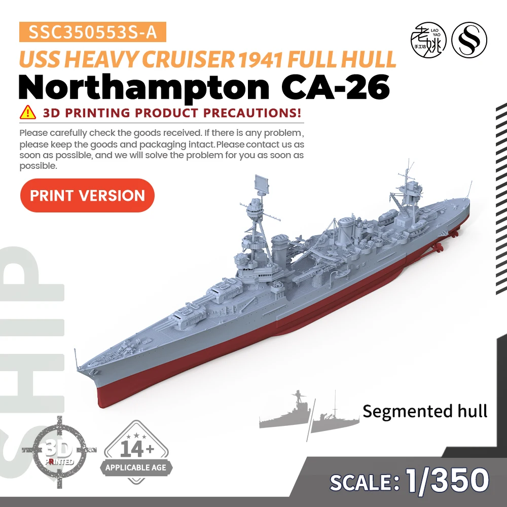 

SSMODEL SSC350553S-A 1/350 Military Model Kit USS Northampton CA-26 Heavy Cruiser 1941 Full Hull