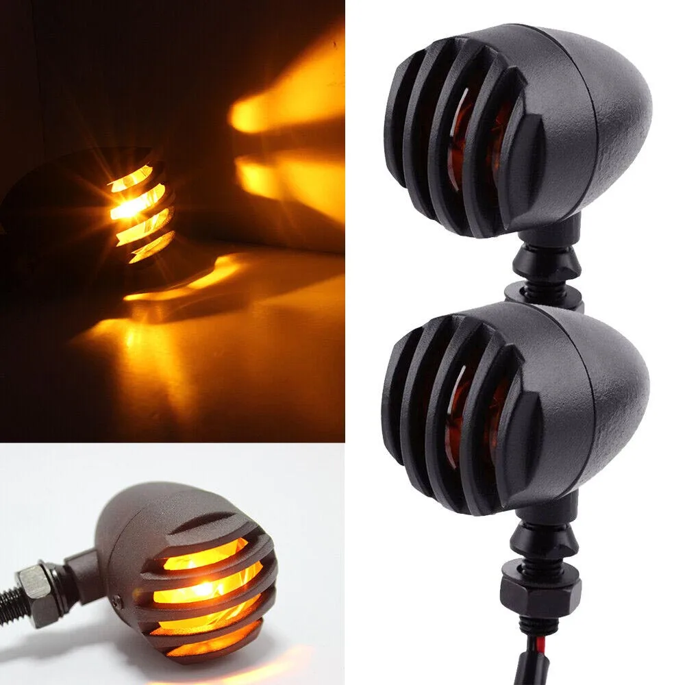 

Retro Motorcycle Turn Signal Light Bullet Grill Stop Indicator Lamp for Honda Yamaha Bobber Chopper Cafe Racer Moto Accessories