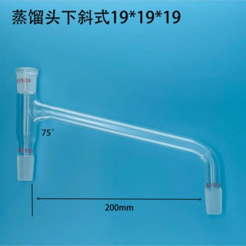 Lab Glass Supplies Lab Glass Adapter 14/23 19/26 24/29 29/32 Glass 3-Way Adapter Distillation Head Oblique Down Type Lab Glassware 75/105&deg;