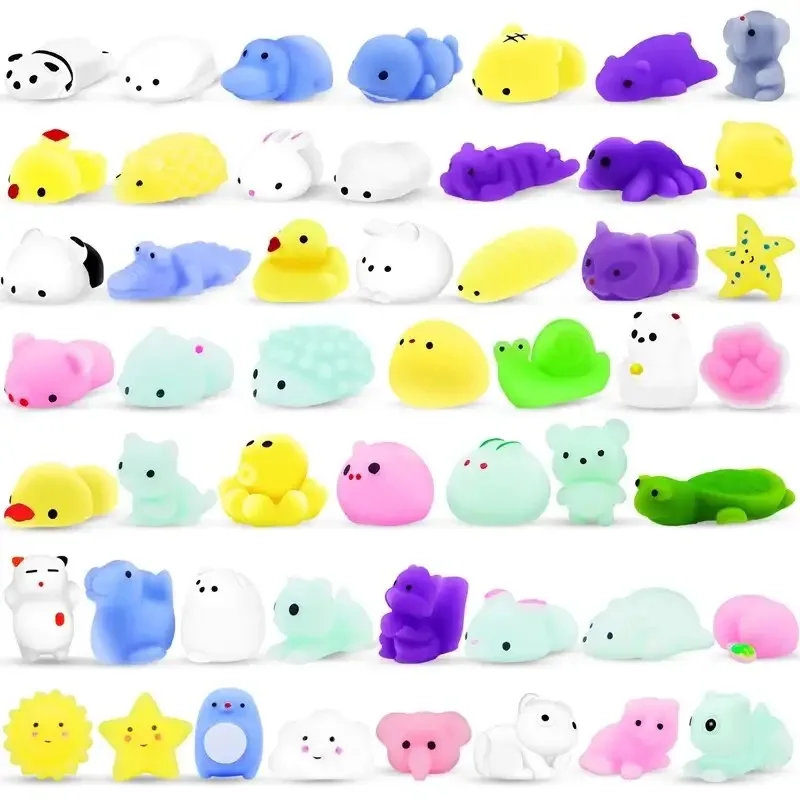 20PCS Random Cute Animal Squeeze Toys – Soft Rubber Stress Relief Fidgets, Car Vent & Gift Decor