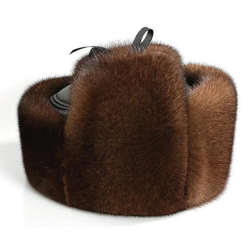 Elwow Men's Winter Baseball Cap With Ear Flaps - PU Leather, Faux Fur Lined, Warm Hunting Hat - View #2