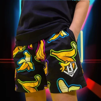 2025 Summer Banana Youth Shorts Fashion Breathable Shorts Casual Men's Beach Shorts Sports Fitness Baseball Shorts Men Women 1