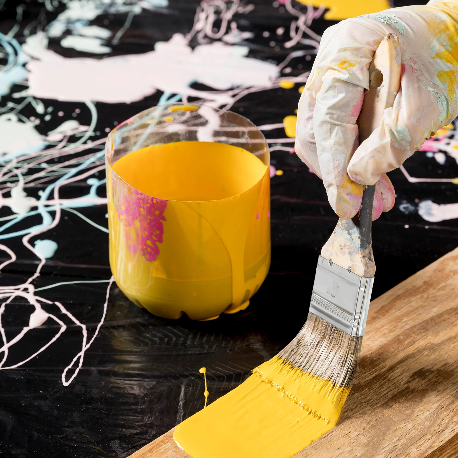 30 Pcs Thickened Wooden Handle Paint Brush Short Brushes Oily for Paints Professional Round Tool Beige Oil-based Color