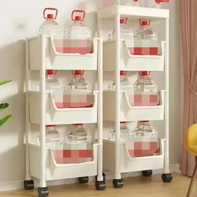 Storage Rack Portable Movable Multi-Tier Wheels Narrow Slit Trolley Shelf Kitchen Bathroom Living Room Books Organizer storage rack book display stand