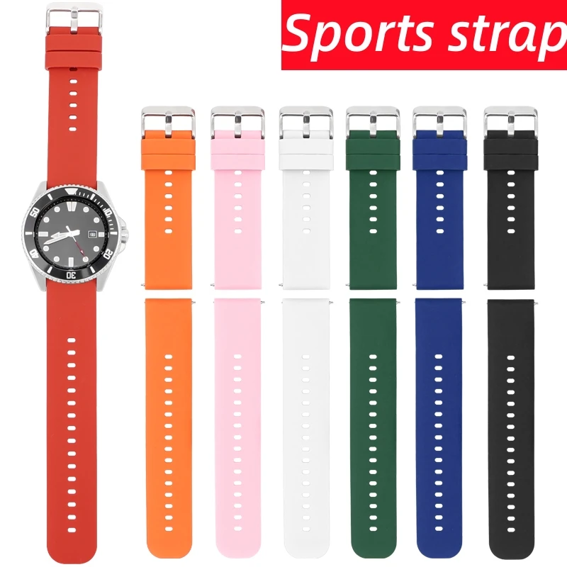 

Quick Release Silicone watchband for Smartwatch strap 16mm 18mm 20mm 22mm black blue green Sports waterproof Men Women bracelet