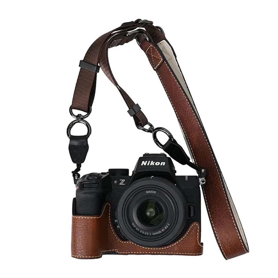 ショルダーストラップ付きPUレザーカメラケース,ニコンZ50ii用ハーフ