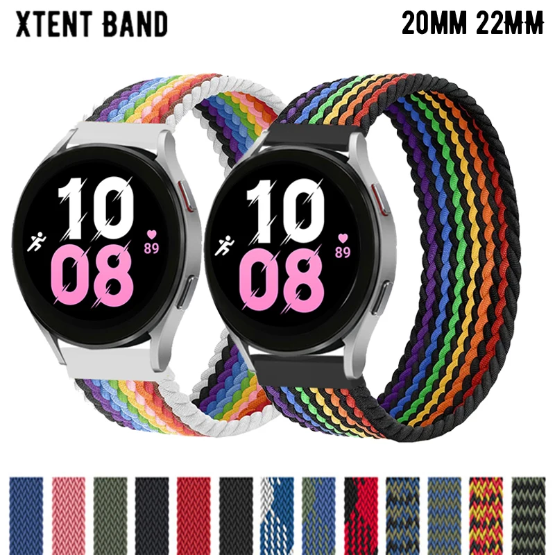20 mm 22 mm geflochtenes Solo-Loop-Armband für Samsung Galaxy Watch 4 Classic Active 2 Nylon-Smartwatch-Armband Amazfit Bip-Armband_voghion.com