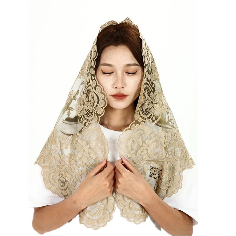 Catholic Church Veil Spanish Traditioanl Triangle Veil Women Head Covering Lace Mantilla Christian Catholic Church Veils