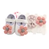 0-18months Baby Girls Baptism Shoes And Headband Set  Soft Sole Floral Mary Jane Flats Shoes For Infant Girls 6