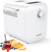 Automatic Bread Maker Machine, 1LB/1.5LB Programmable 2 Loaf Sizes, 3 Crust Colors, Small Digital Home Bakery with Dough, Cake, 1
