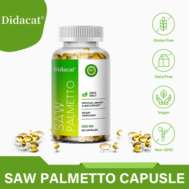Saw Palmetto Supplements-Prostate Support-Supports Urinary Health, Sleep, Mood, Hair Health, 30/60/120 Capsules