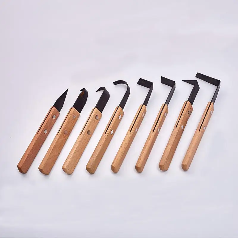 8 Pcs /Set Wooden Handle Repair Tools Stainless Steel Soft Ceramic Pottery Hand Made Diy Pottery Clay Sculpture Carving Tools