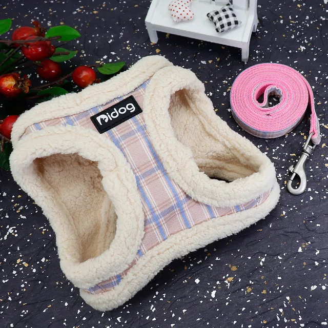 Warm Winter Dog Harness and Leash Set Soft Fur Padded Dogs Vest Harness With Pet Walking Lead Chihuahua Puppy Small Medium Dogs 3