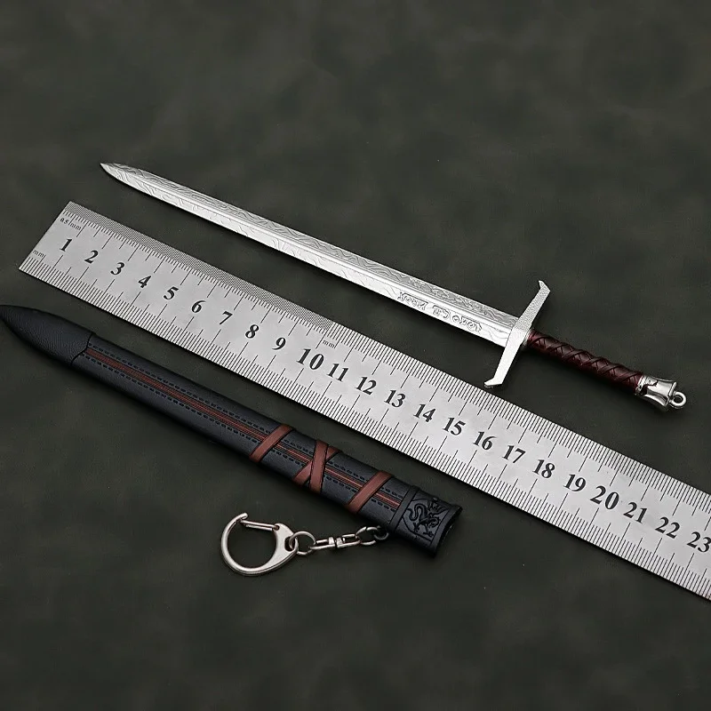 Cosplay Sword 22cm Medieval Arthur Pendragon Metal Katana Samurai Uncut Blade Model Accessories Keychain Gifts Boys