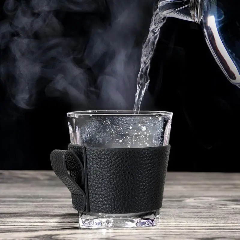 Bottle Sleeves Cup Sleeves For Hot Drinks Insulated Mug Sleeve PU Leather Beverage Cup Sleeve Reusable Jacket Hand Protector