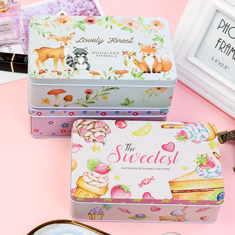 Tin Dressing Table Storage Box Rectangular Sundries Certificate Bill