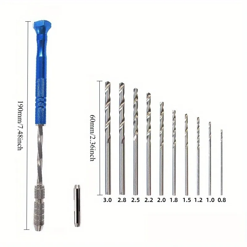 11-Piece Blue Semi-Automatic Hand Twist Drill Set