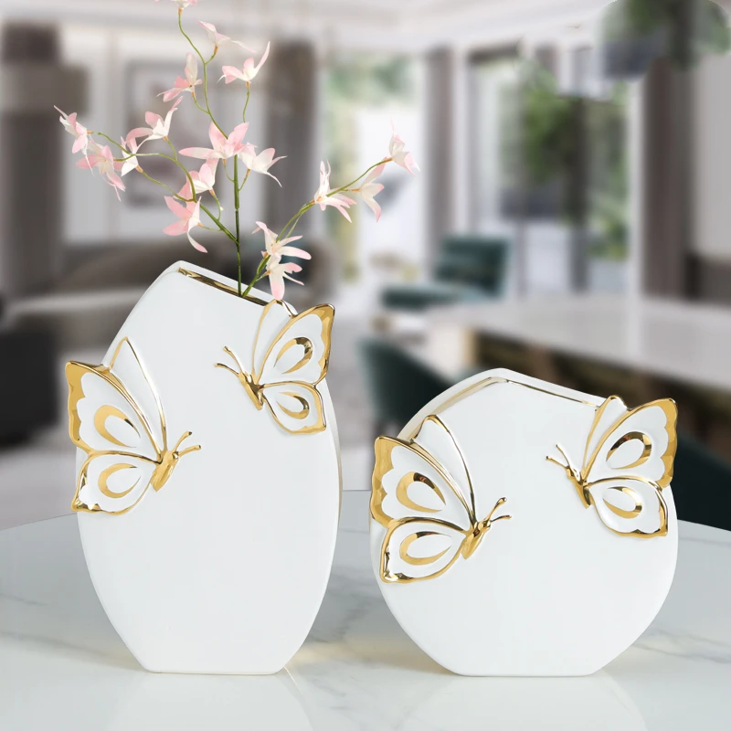 

Оптовая продажа, высококачественные керамические вазы золотого цвета в европейском и скандинавском стиле, украшения для дома, фарфоровые настольные свадебные вазы
