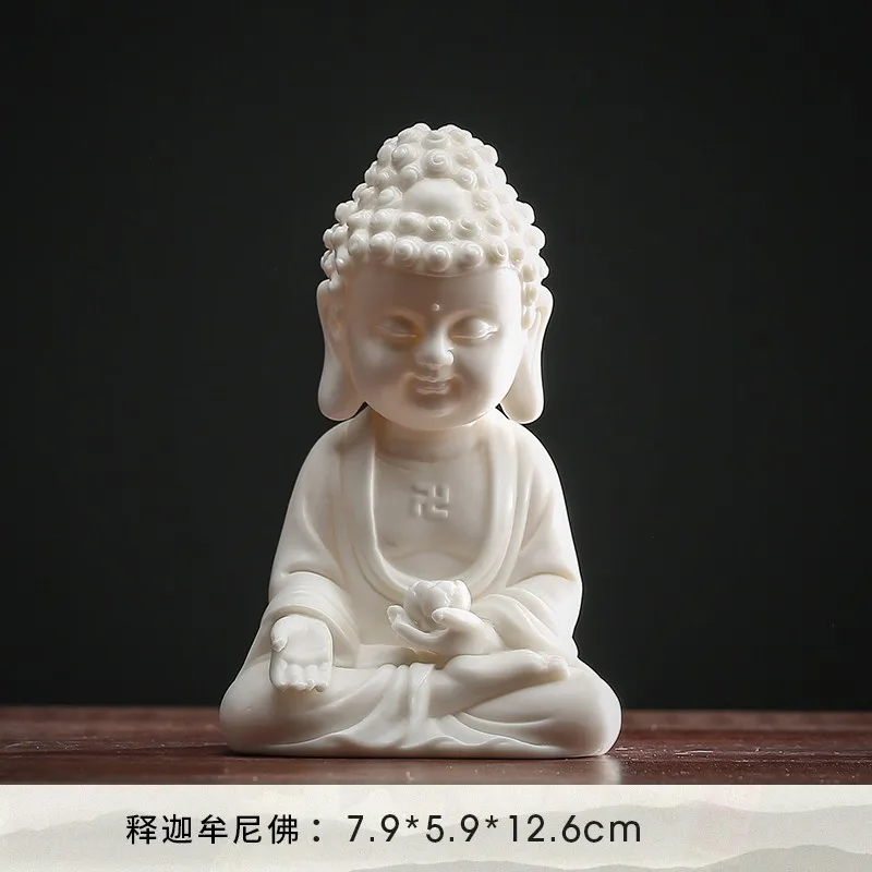 Blanc De Chine Ceramic Handicrafts Sakyamuni, Ksitigarbha and Arya Avalokiteshvara Buddha Figure Decoration Home Living Room Wor