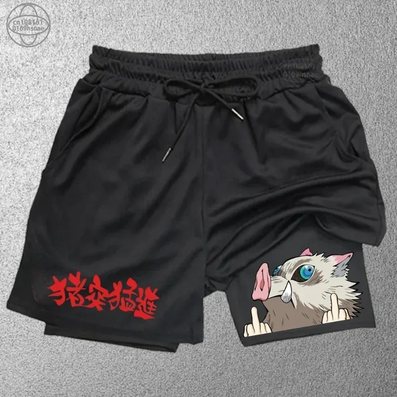 Trendy Printed Sports Shorts Men'Fitness 2in1 Shorts Double-layer Beach Pants Outdoor Training Running Shorts SweatpantsWorkout 1