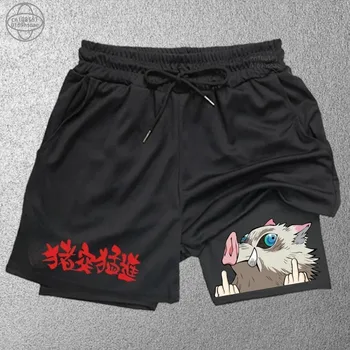 Trendy Printed Sports Shorts Men'Fitness 2in1 Shorts Double-layer Beach Pants Outdoor Training Running Shorts SweatpantsWorkout 1