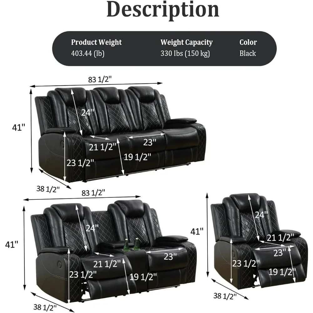 Leather Recliner Sofa Set 5
