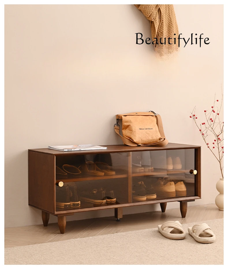 

Nordic Ancient Style Solid Wood Shoe Changing Stool Simple Modern Stool