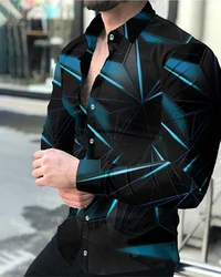 2023 New Men's Shirt 3D Printed Clothes Button Long Sleeve Lapel Streetwear Men's Shirt Casual Fashion Shirt Jacket Streetwear