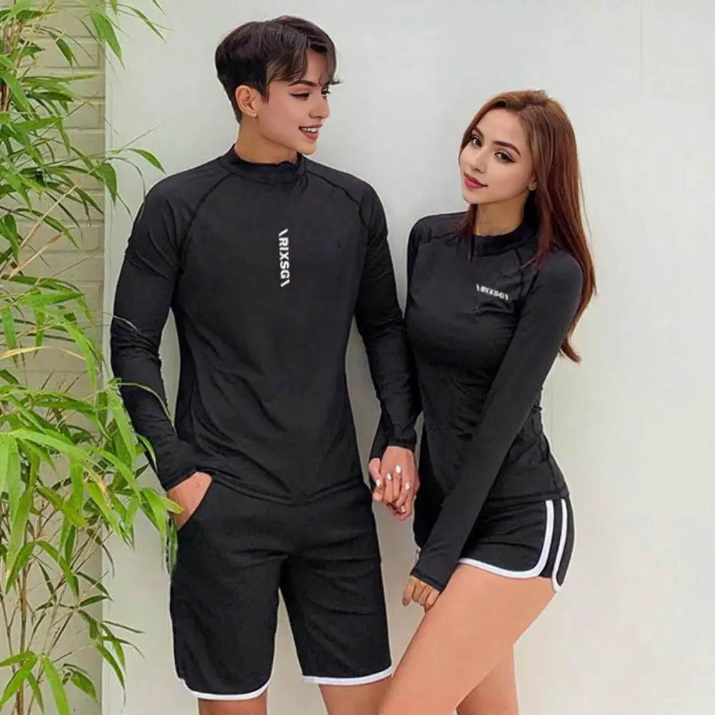 Unisex Swimsuit Soft O Neck Couple Surfing Clothes Long Sleeves Snorkeling Wetsuit Diving Bathing Suit Water Sport Swimwear