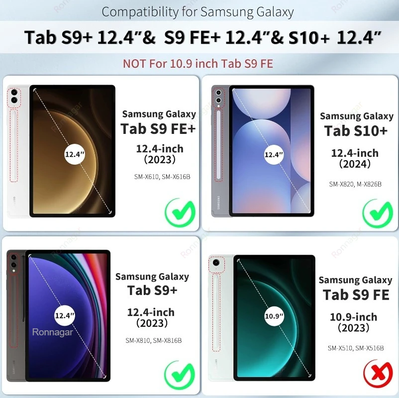 Premium 360° Rotating Tablet Case with Built-in Pencil Holder - 12.4 Inch