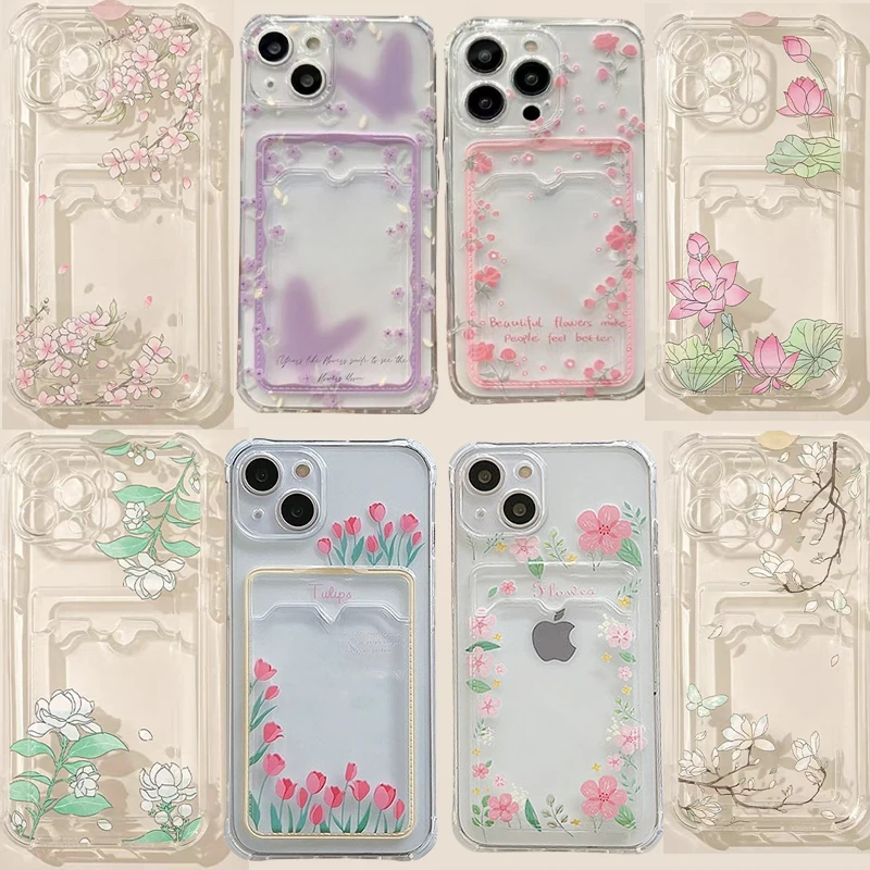 Floral Photo Card Holder Wallet Cover