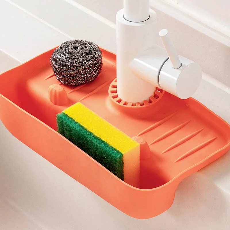 Silicone Kitchen Faucet Mat Sink Splash Pad Drain Pad Bathroom Countertop Protector Shampoo Soap Dispenser Quick Dry Tray