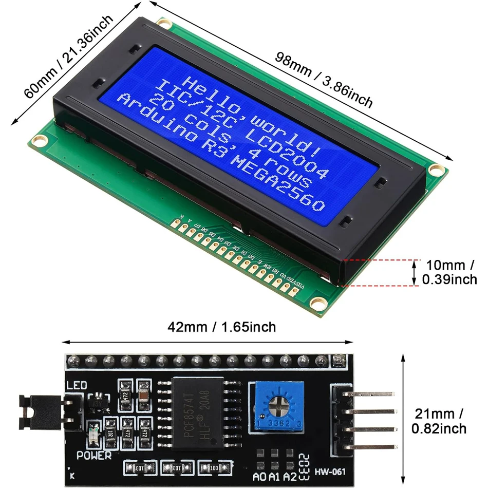 Display LCD 20x4 Con Interfaccia I2C - Schermo Blu Per Arduino, Progetti Elettronici - Foto 7