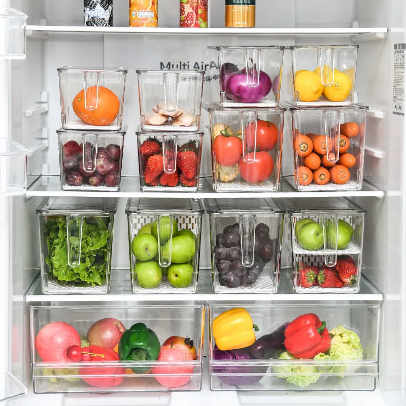 Refrigerator Storage Organizer Bin Egg Box Fresh-keeping Kitchen Fruit Food  Grade Plastic Clear Storage Box Stackable Rack - AliExpress