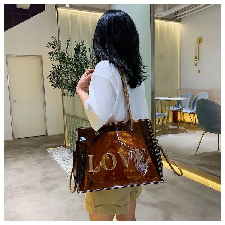 Elegante borsa trasparente da donna, versatile borsa a tracolla in PVC con ampio spazio_voghion.com