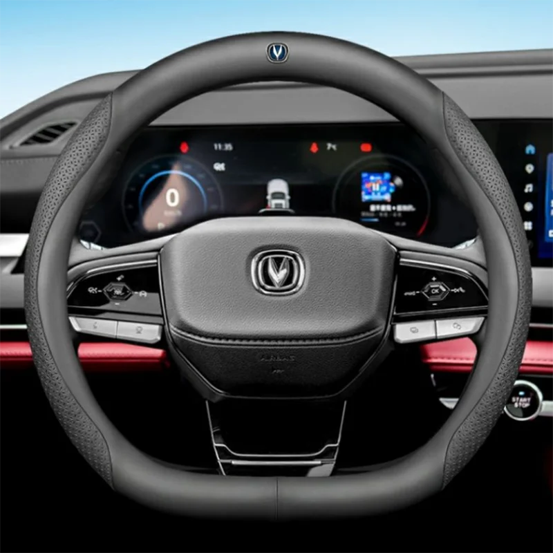 Leather Car Steering Wheel Cover For CHANGAN ALSVIN CS15 CS95 X5 PLUS X7 PLUS 2022 2023 2024 All Seasons Car Accessories