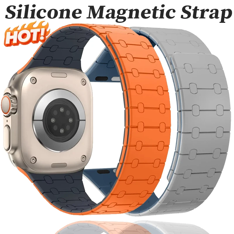 Silicone Magnetic Strap for Apple Watch Ultra2 Band 49 44mm 45mm Bracelet For Watch Series SE 5 4 38mm