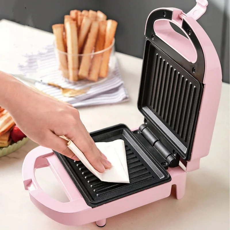 220V Electric Sandwich Maker Home Quick Breakfast Maker Light Food Bread Muffin Egg Omelette Panini Waffle Maker Auto Power Off 4