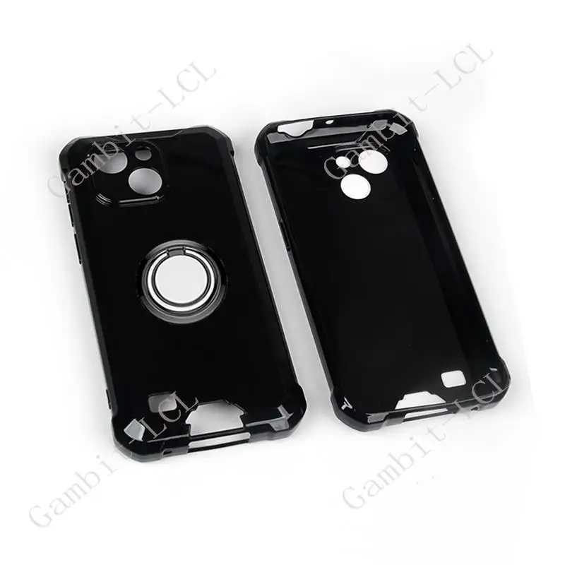 Enhanced Shockproof Soft Silicone TPU Phone Case with Back Ring Holder Bracket