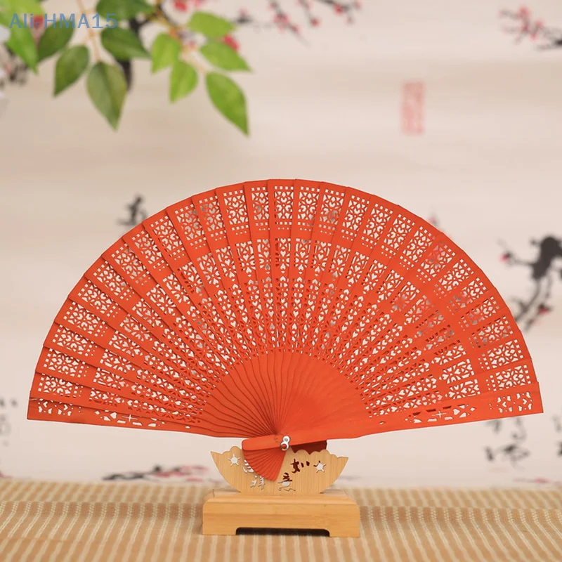 

1pc Fashion Wedding Hand Fragrant Party Carved Bamboo Folding Fan Chinese Wooden Fan Vintage Hollow Antiquity Folding Fan