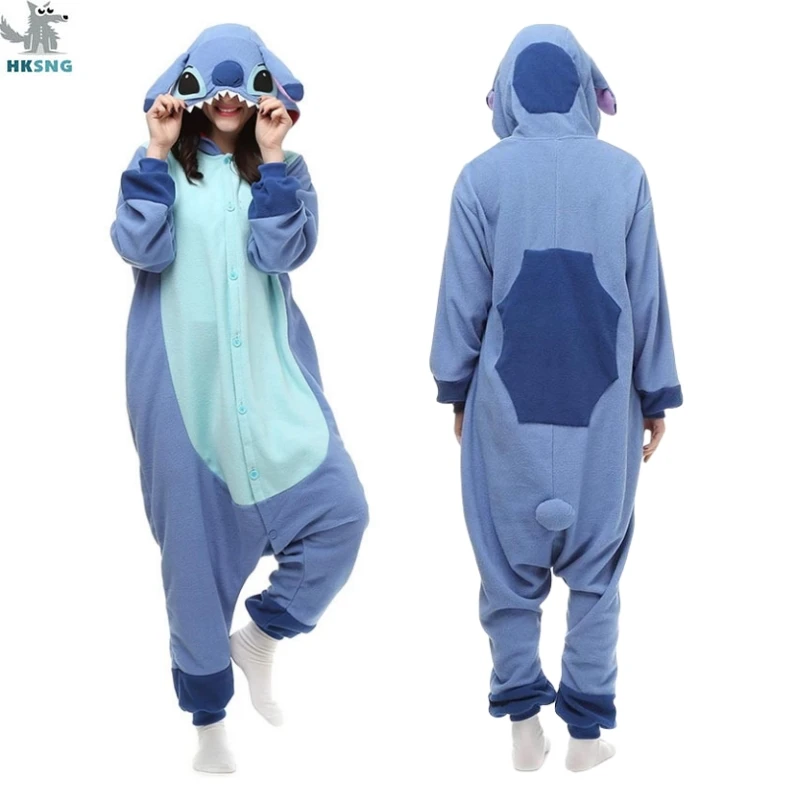 Pink and Blue Stitch Onesies Animal Adult Kigurumi Anime Cartoon Cosplay Sleepwear Outfits Jumpsuit