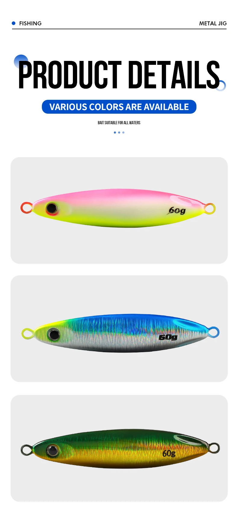 Taiyu 60g Metall Jig Angel köder Micro Jigging Köder sinkende Wobbler Jigs für Seefisch köder leuchtende künstliche harte Köder – Detail 4