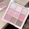 New Nine-color Eyeshadow Palette Rose Pink Nude Brown Low Saturation Pearly Matte Glitter Eye Shadow Long-lasting Eye Makeup 6