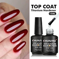 CHUNSHU UpgradesTempered Top Coat 15ml Long Wear No Wipe Titanium Top Gel Varnish Sealing For Manicure Super Shining Diamond Top 1