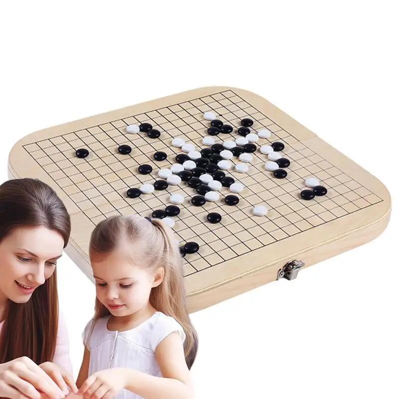 Go Game Set Chinese Weiqi Go Game Board Folding Table Go Chess Set Toy Go Game Wood Go Game Portable Board Game Chess Pieces Che 2