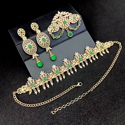 Moroccan Wedding Brooch Algerian Bride Crown Hair Jewelry Dress Women Earrings Princess Queen Crown Party Gifts