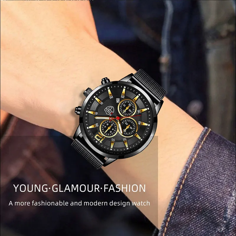 

2022 fashion watch for men luminous calendar quartz watch men's business stainless steel watch explosion models reloj hombre