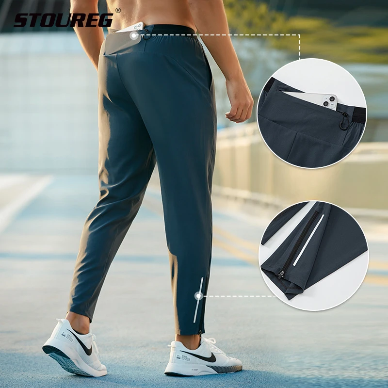 

Quick Drying Sports Pants for Men's Autumn Loose Breathable Fitness Running Sweat Pants Trouser Leg Zipper Training Pants