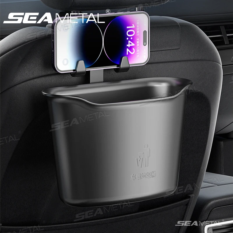 Waterproof Car Rear Seat Trash Bin 1.6L ABS Storage Box